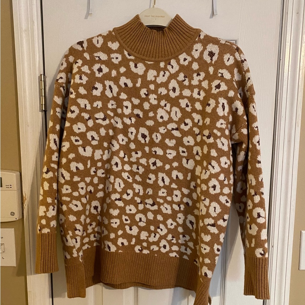 NWOT Loft Leopard Metallic Sweater Large